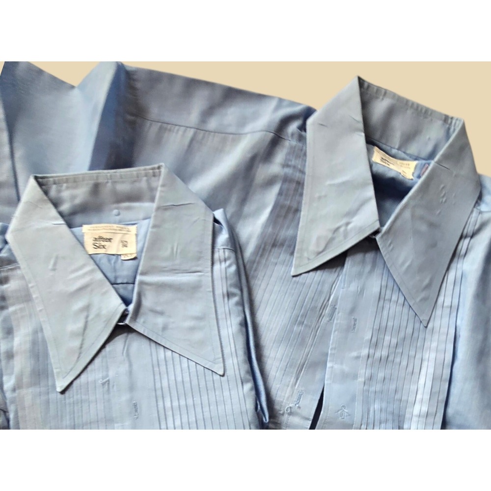 Lot Of 2 Vintage Blue Tuxedo After Six Shirts 17.5/36